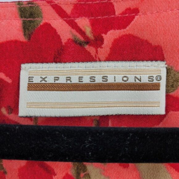 Vintage 80's Expressions Maxi Dress 14 Pink Floral Sleeveless Corset Cinch Back - Picture 10 of 10